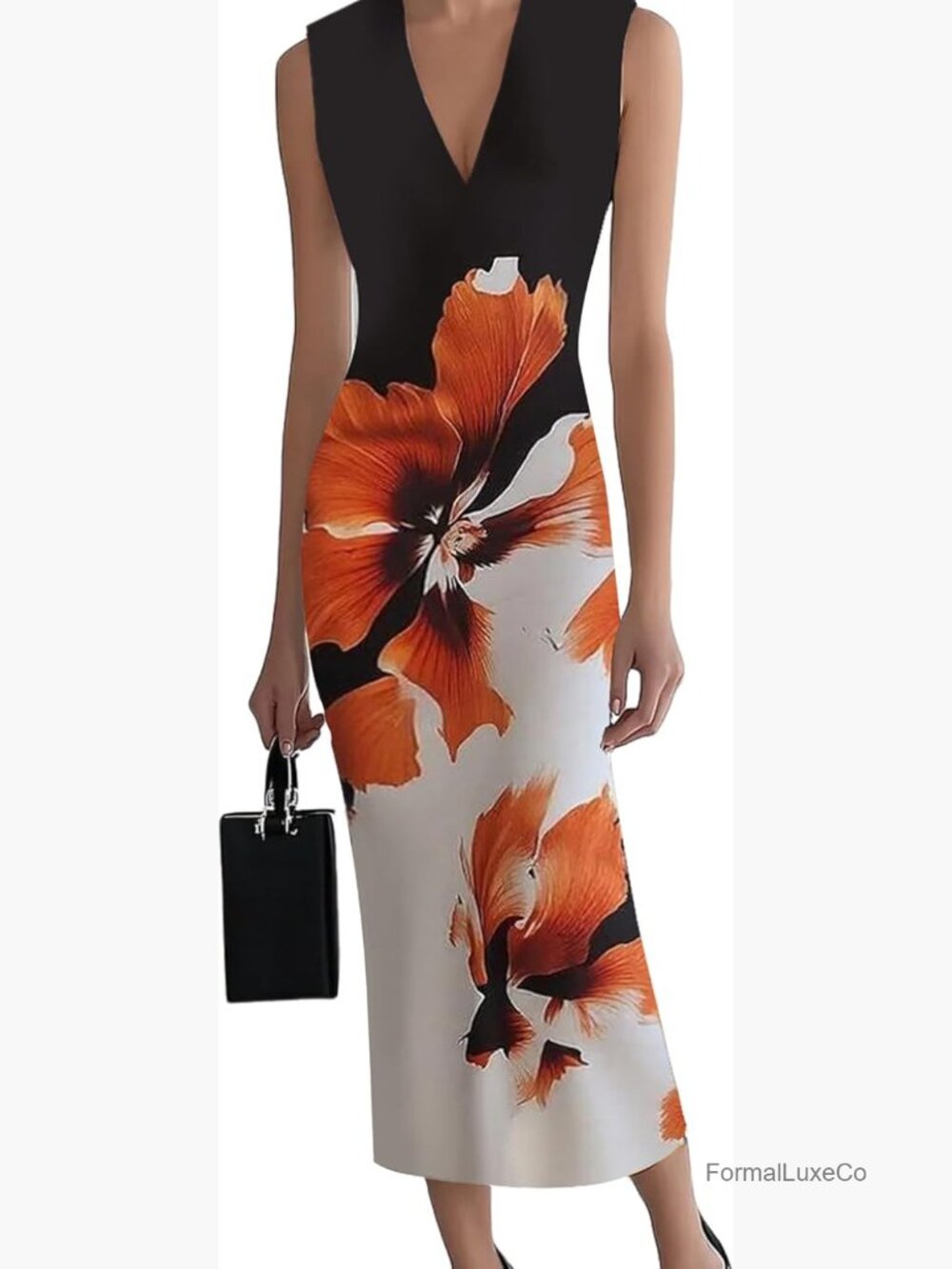 Floral Halter Neck Maxi Dress Sleeveless Bodycon Long Dress